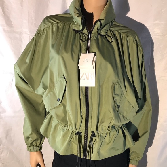 Zara Water Repellent Rain Jacket New 